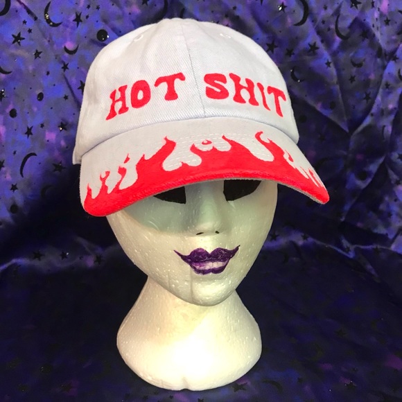 BBC hand painted “hot shit” flames neon hat - Picture 5 of 11